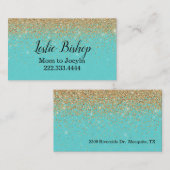 Moderne Chic Gold- en Turquoise-kaart Contactkaartje (Voorkant / Achterkant)