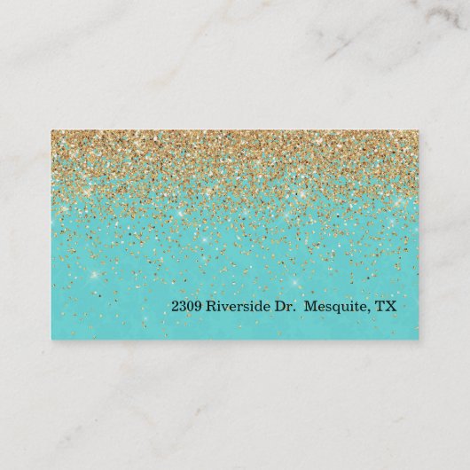 Moderne Chic Gold- en Turquoise-kaart Contactkaartje (Achterkant)