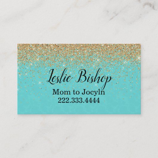 Moderne Chic Gold- en Turquoise-kaart Contactkaartje (Voorkant)