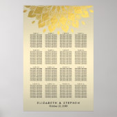 Moderne Chic Gold Floral Wedding Seating Chart Poster (Voorkant)