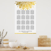 Moderne Chic Gold Floral Wedding Seating Chart Poster (Keuken)