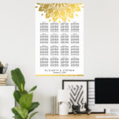 Moderne Chic Gold Floral Wedding Seating Chart Poster (Thuiskantoor)