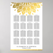 Moderne Chic Gold Floral Wedding Seating Chart Poster (Voorkant)