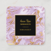 *~* Moderne Chic Gold Foil Veins Lavender Marble Vierkante Visitekaartje (Voorkant)