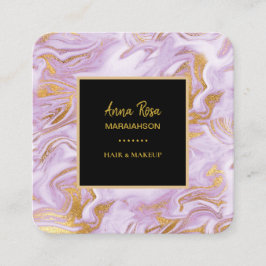 *~* Moderne Chic Gold Foil Veins Lavender Marble Vierkante Visitekaartje