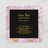 *~* Moderne Chic Gold Foil Veins Lavender Marble Vierkante Visitekaartje (Achterkant)