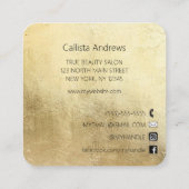 Moderne Chic Gold Folie Monogram Make-up Artiest Vierkante Visitekaartje (Achterkant)