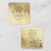 Moderne Chic Gold Folie Monogram Make-up Artiest Vierkante Visitekaartje (Voorkant / Achterkant)