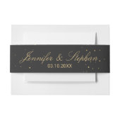 Moderne Chic Gold gespeculeerd op zwarte band Uitnodigingen Wikkel (Voorkant Voorbeeld)