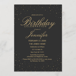 Moderne Chic Gold Gespikkeld op zwarte feestdag Kaart