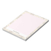 Moderne Chic Gold Glitter Confetti Lijst Blush Pin Notitieblok (Linkerzijde)