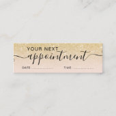 Moderne chic gold glitter ombre blush afspraak mini visitekaartje (Voorkant)