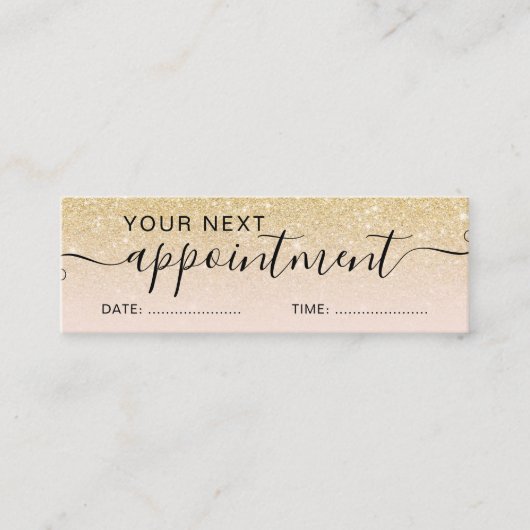 Moderne chic gold glitter ombre blush afspraak mini visitekaartje (Voorkant)