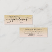 Moderne chic gold glitter ombre blush afspraak mini visitekaartje (Voorkant / Achterkant)