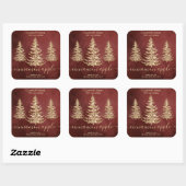 Moderne Chic Gold Glitter Pine Kerstkaars Vierkante Sticker (Vel)