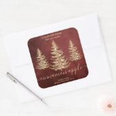 Moderne Chic Gold Glitter Pine Kerstkaars Vierkante Sticker (Envelop)