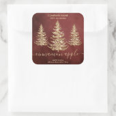 Moderne Chic Gold Glitter Pine Kerstkaars Vierkante Sticker (Tas)
