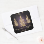 Moderne Chic Gold Glitter Pine Kerstkaars Vierkante Sticker (Envelop)