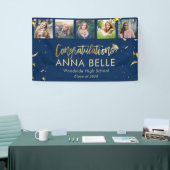 Moderne Chic Gold Script Photo Collage Afstuderen Spandoek (Beurs)