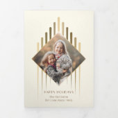 Moderne Chic Gold Strokes met Diamond Shaped Photo Drieluik Kaart (Cover)