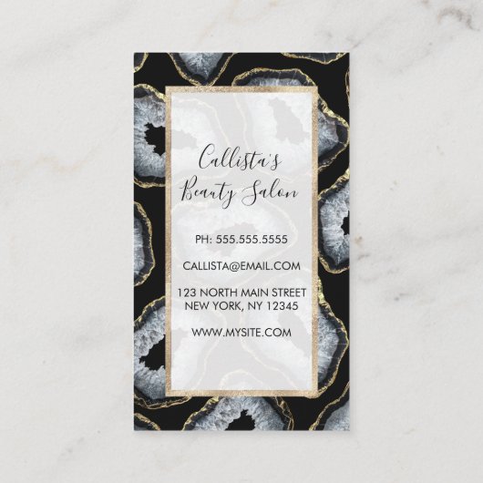 Moderne chic Gold White Agate Geode Stones Aanbevelingskaartje (Achterkant)