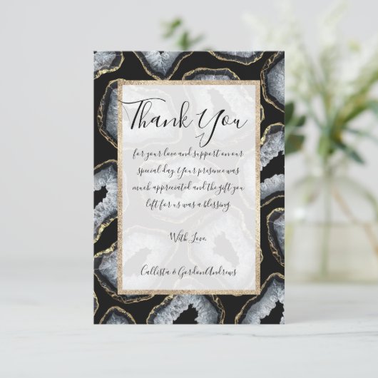 Moderne chic Gold White Agate Geode Stones Bedankkaart (Staand voorkant)