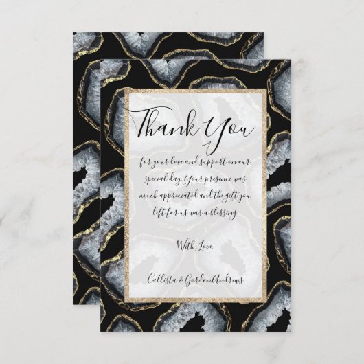 Moderne chic Gold White Agate Geode Stones Bedankkaart (Voorkant / Achterkant)
