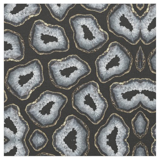 Moderne chic Gold White Agate Geode Stones Stof (Close Up)