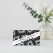 Moderne chic Gold White Agate Geode Stones Visitekaartje (Staand voorkant)