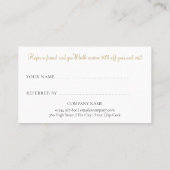 Moderne Chic Goud Glitter Schrift Aanbevelingskaartje (Achterkant)