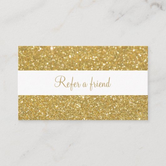 Moderne Chic Goud Glitter Schrift Aanbevelingskaartje (Voorkant)