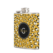 Moderne chic goud luipaardprint patroon monogram heupfles (Links)