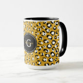 Moderne chic goud luipaardprint patroon monogram mok (Voorkant rechts)