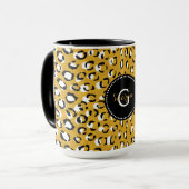 Moderne chic goud luipaardprint patroon monogram mok (Voorkant links)