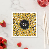 Moderne chic goud luipaardprint patroon monogram servetten (Insitu)