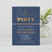 Moderne chic goud Navyblauwe 41e verjaardagsfeestj Kaart (Staand voorkant)