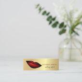 Moderne Chic Goud, Rode Lippen, Visagist Mini Visitekaartje (Staand voorkant)