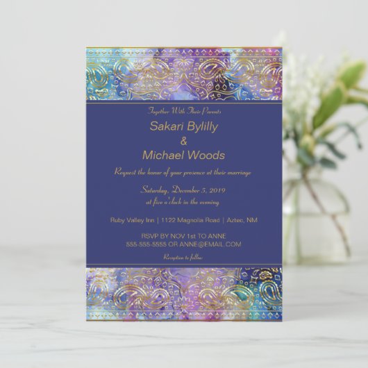 Moderne Chic Gouden Paisley  Kaart (Staand voorkant)