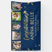 Moderne Chic Gouden Script Foto Collage Afstuderen Spandoek (Verticaal)