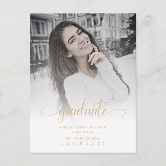 Moderne Chic Gouden Typografie Script Afstudeer Sc Briefkaart (Voorkant)