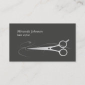 Moderne Chic Gray Faux Silver Scissor Hair Stylist Visitekaartje (Voorkant)