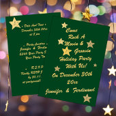 Moderne Chic Green en Gold Stars Groovy Vakantie Kaart