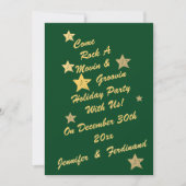 Moderne Chic Green en Gold Stars Groovy Vakantie Kaart (Voorkant)