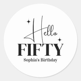 Moderne Chic Hallo Vijftig 50ste Verjaardag Custom Ronde Sticker