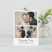 Moderne Chic Heart Wedding Fotocollage Bedankkaart (Staand voorkant)