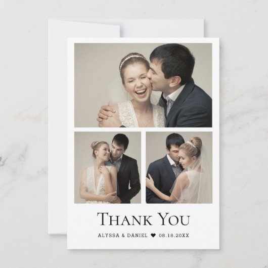Moderne Chic Heart Wedding Fotocollage Bedankkaart (Voorkant)
