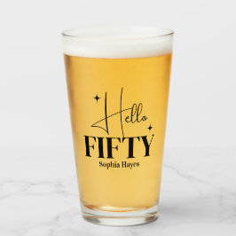 Moderne Chic Hello Fifty 50ste verjaardag op maat Glas