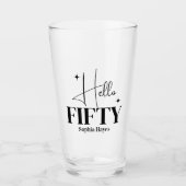 Moderne Chic Hello Fifty 50ste verjaardag op maat Glas (Voorkant)