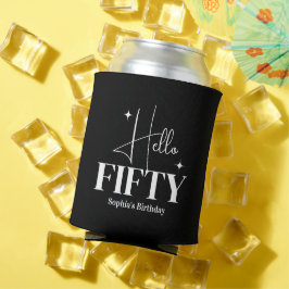 Moderne Chic Hello Fifty 50ste Verjaardag Zwart Blikjeskoeler
