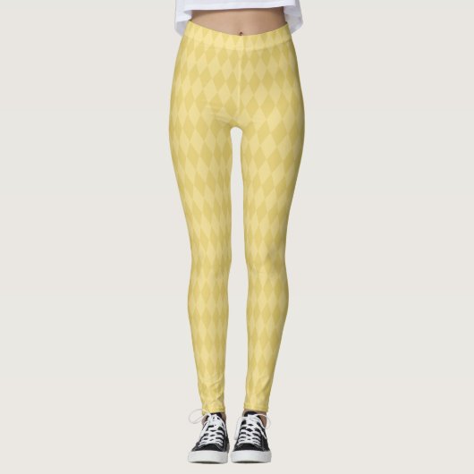 Moderne Chic Hipster Gold Harlequin Pattern Mode Leggings (Voorkant)